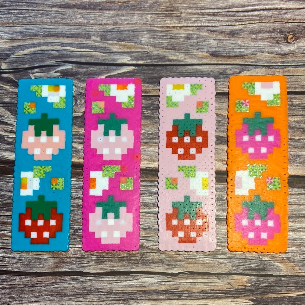 1 Mystery Strawberry Perler Bead Art Bookmark